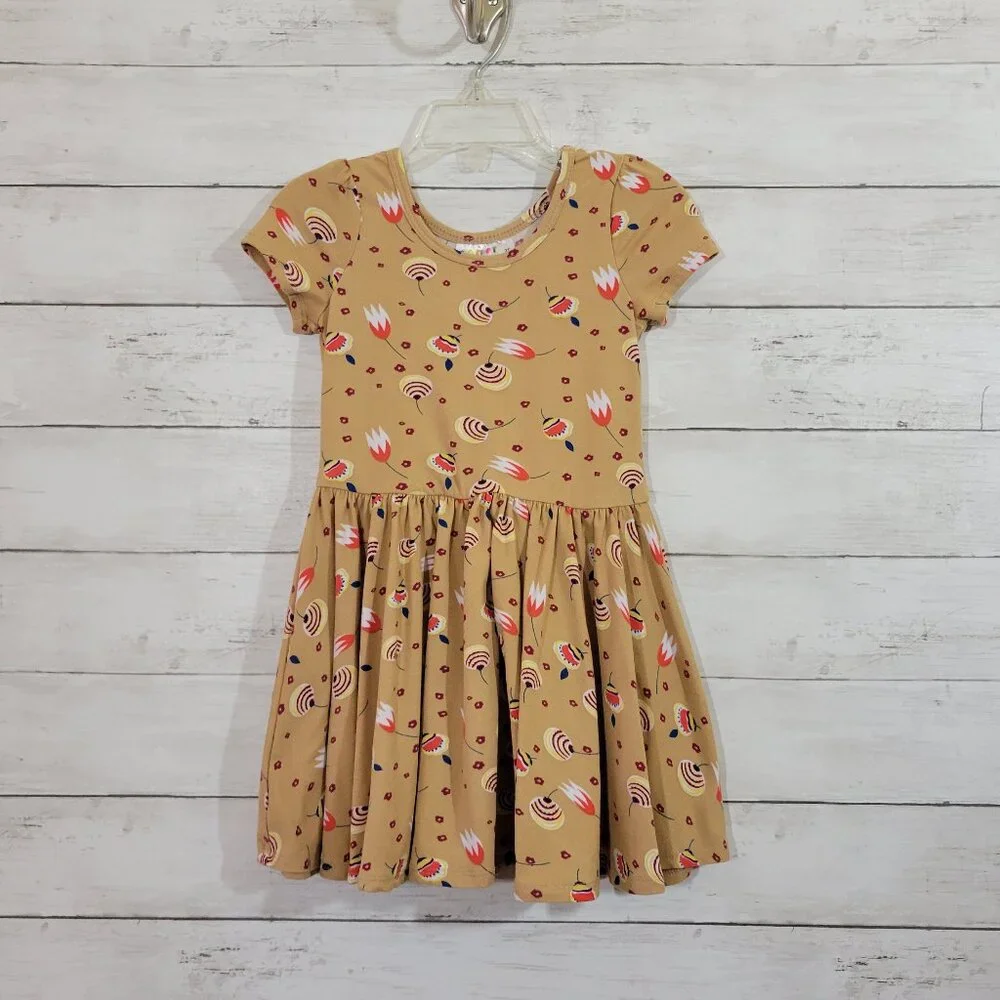 Dot‎ Dot Smile Tan Brown Fall Print Baby Girl Toddler Kids Dress Size 2T